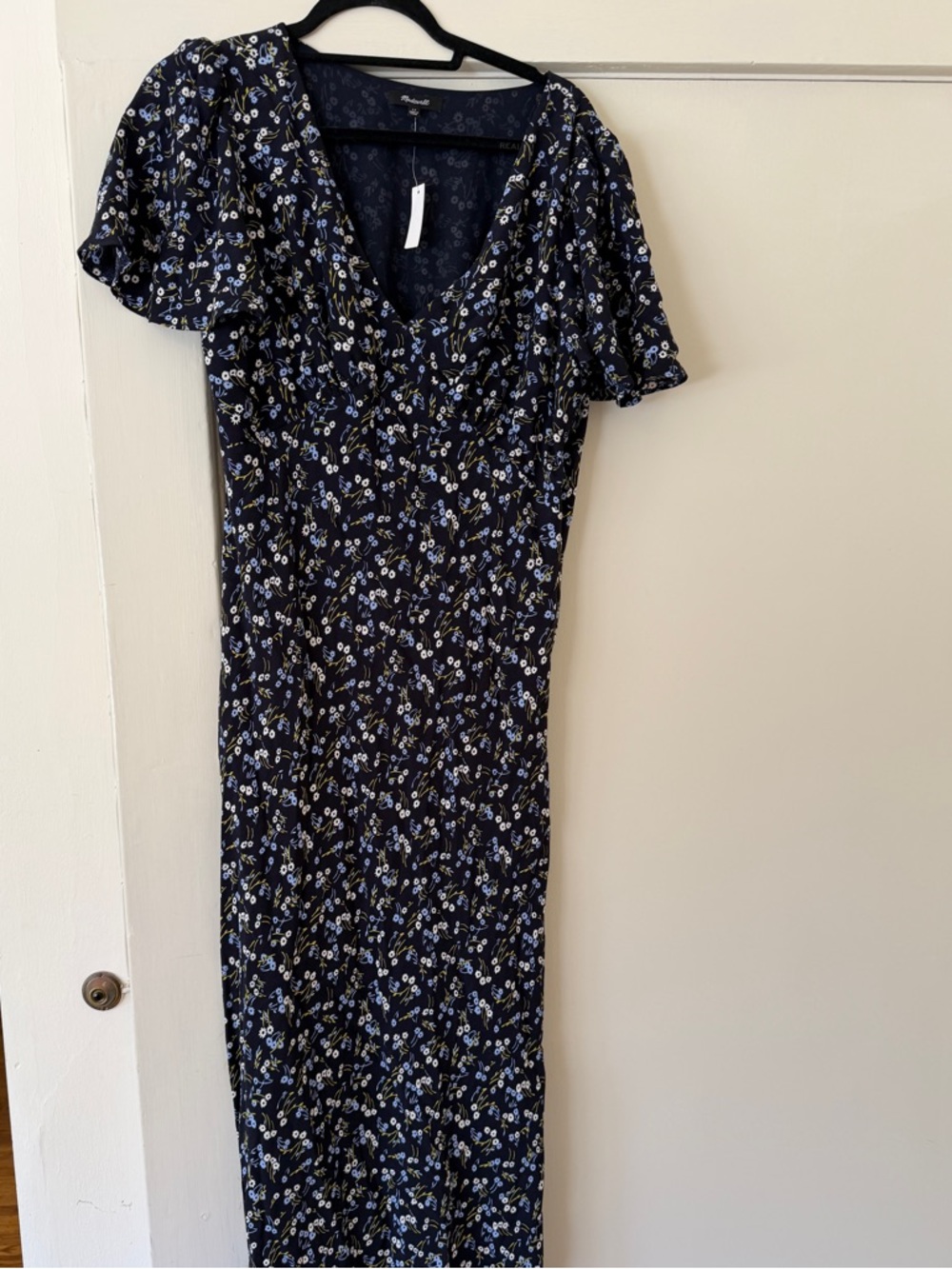Madewell Black Floral Midi Dress